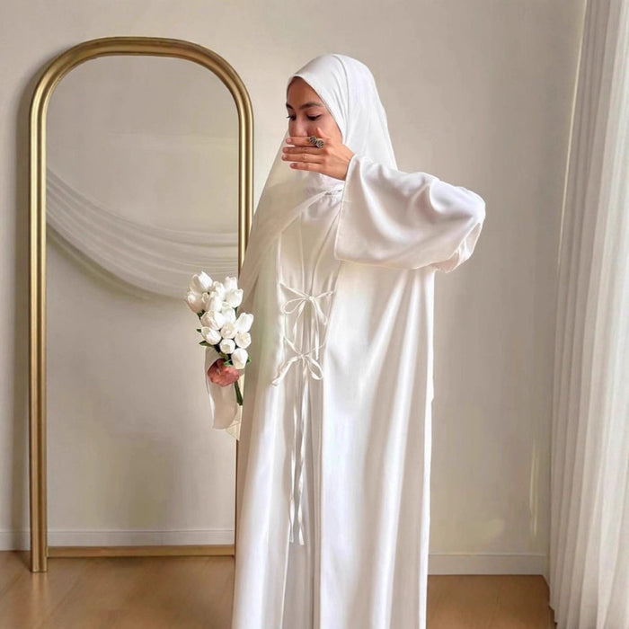2-Piece Satin Open Abaya Set(MOA317)