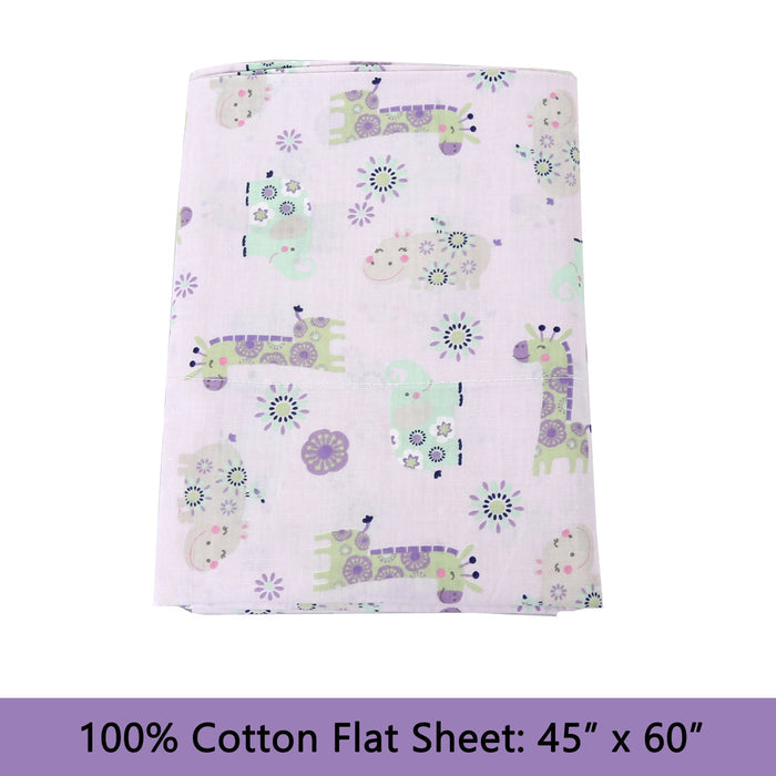 3-Piece Crib/Toddler Cotton Sheet Set Pink Gypsy Floral Spirograph Animals Giraffe Hippo Elephant