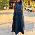 3D Floral Appliqué Sleeveless Maxi Dress(MS358)