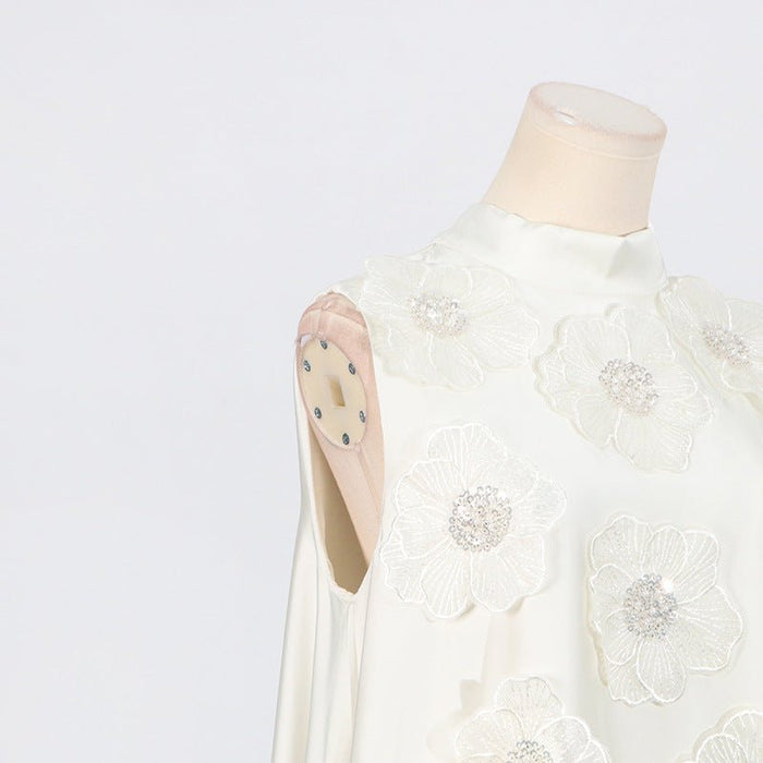 3D Floral Appliqué Sleeveless Maxi Dress(MS358)