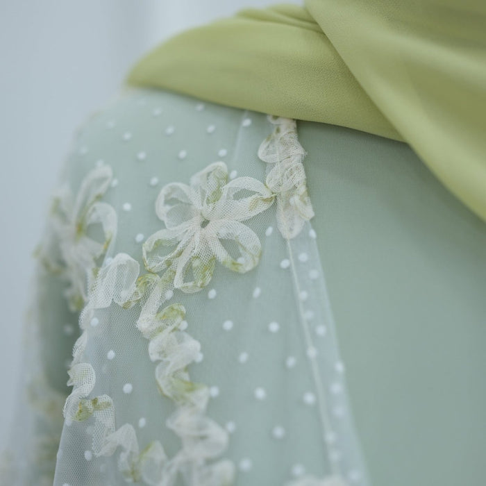 3D Floral Mesh Open Abaya (MOA288)