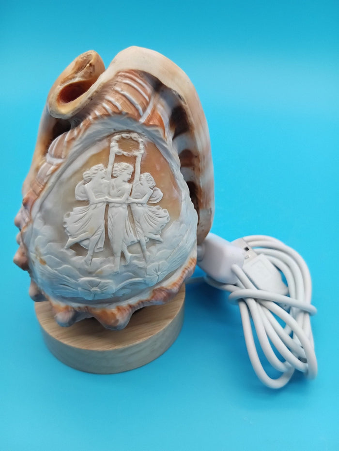 4" Carved Cameo Décor Light with 57" USB Cord & On/Off Switch