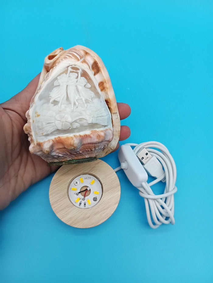 4" Carved Cameo Décor Light with 57" USB Cord & On/Off Switch
