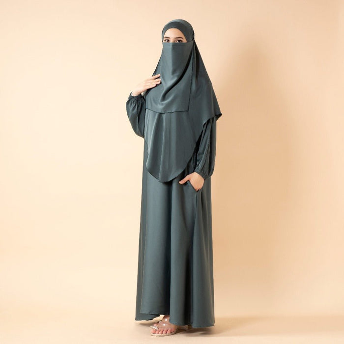 Abaya With Niqab and Khimar | Satin Niqab Khimar and Abaya (MK024)