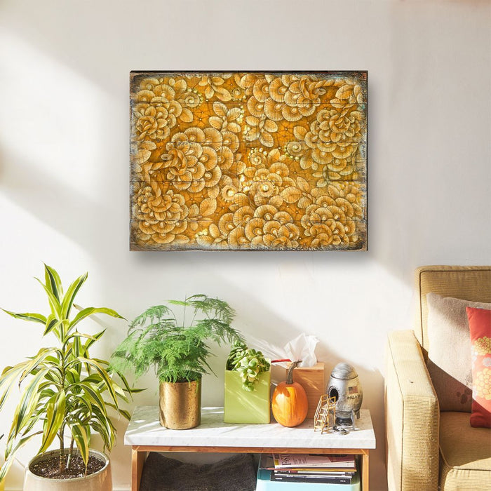 Amali Wooden Wall Art by G. DeBrekht - Floral Ornamental Decor - 95013B