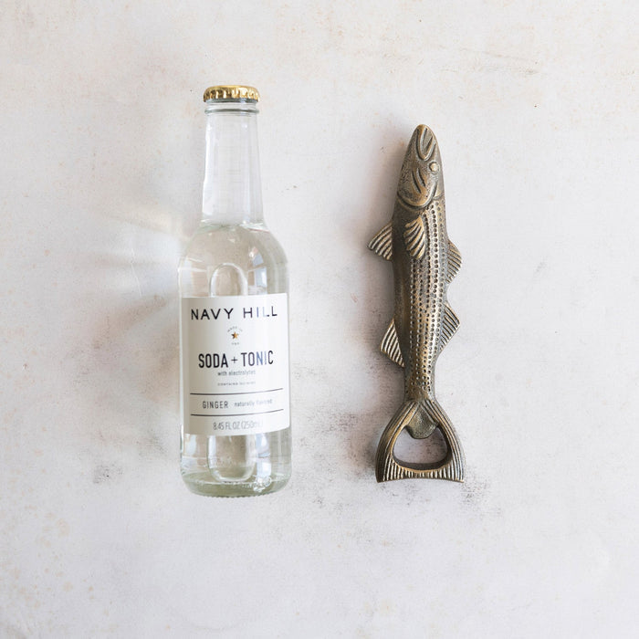 Antique Gold Aluminum Fish Bottle Opener