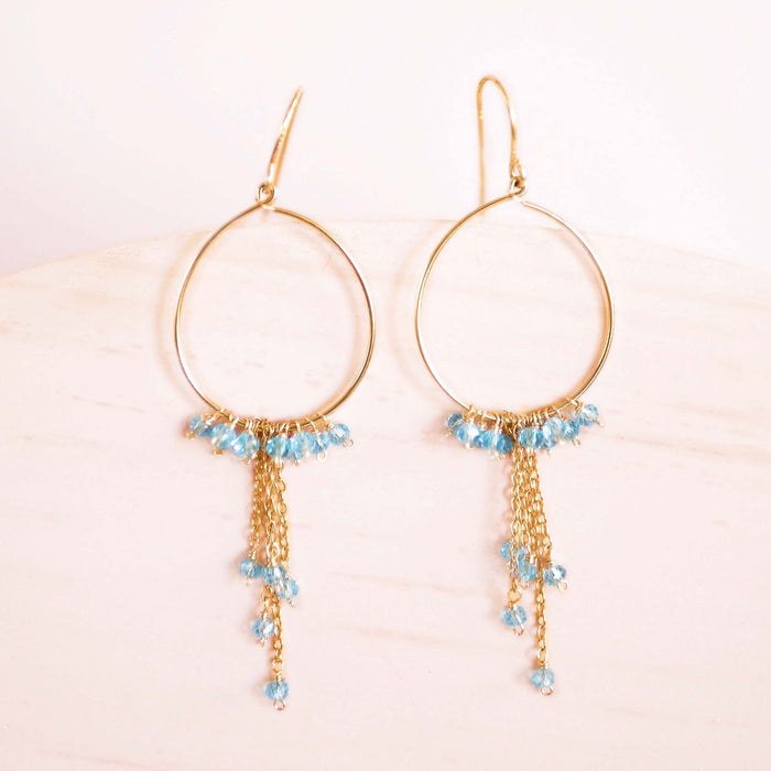 Aquamarine Mini Swing Hoop Earrings