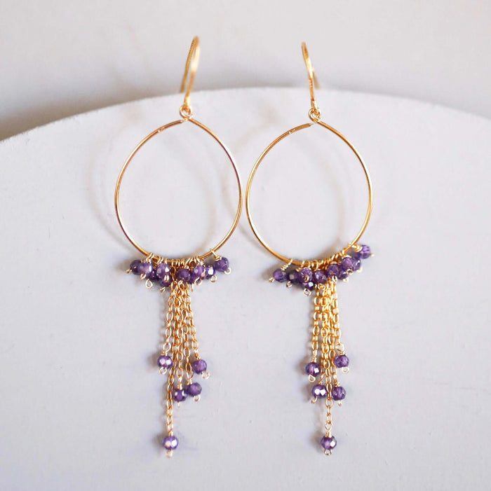 Aquamarine Mini Swing Hoop Earrings