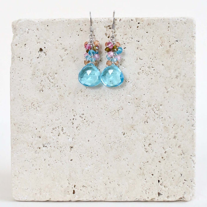 Aquamarine Quartz Silver Bala Earrings