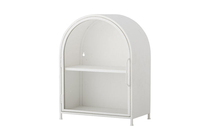 Arched White Metal Wall Display Cabinet