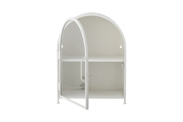 Arched White Metal Wall Display Cabinet