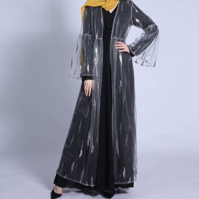 Archive Piece Sequin Mesh Open Abaya - MP029 (Size S Only)