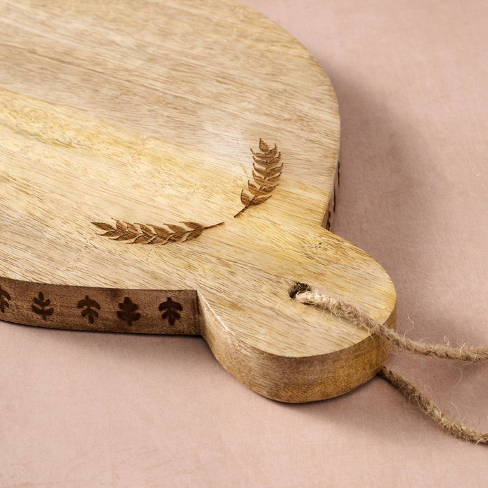 Artisan Hand-Carved Mango Wood Wheat Charcuterie & Serving Board
