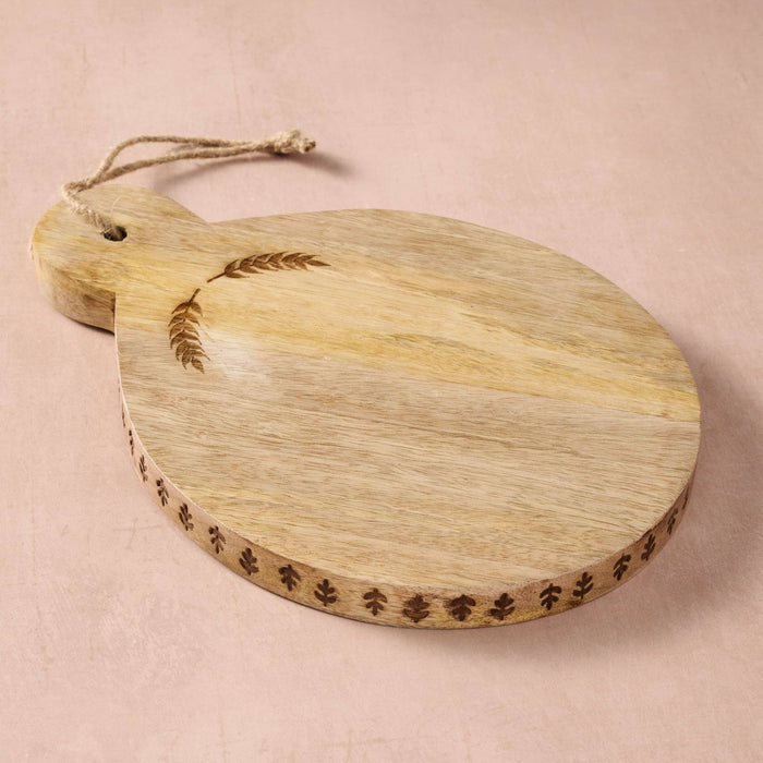 Artisan Hand-Carved Mango Wood Wheat Charcuterie & Serving Board