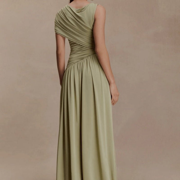 Asymmetric Draped Maxi Dress(MS352)