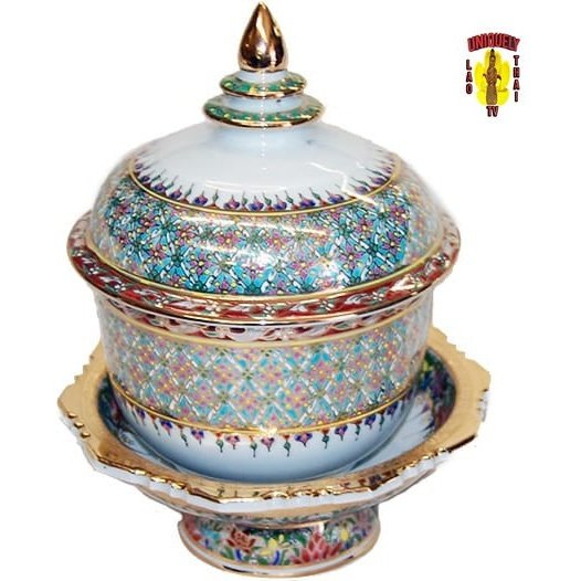 Benjarong Bowl Pedestal, Lid & Stand
