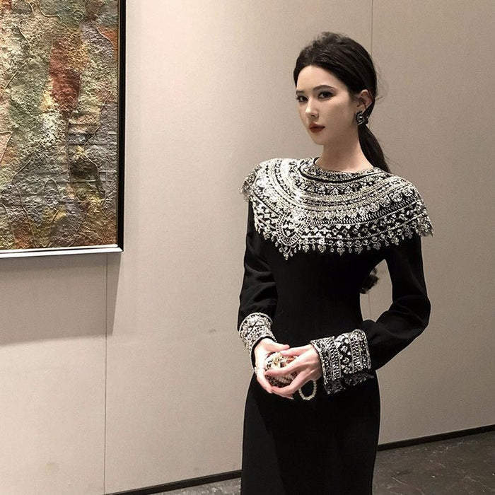 Black Fitted Column Gown(MS423)
