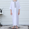 Black Geometric Trim Islamic Thobe(MKB018)