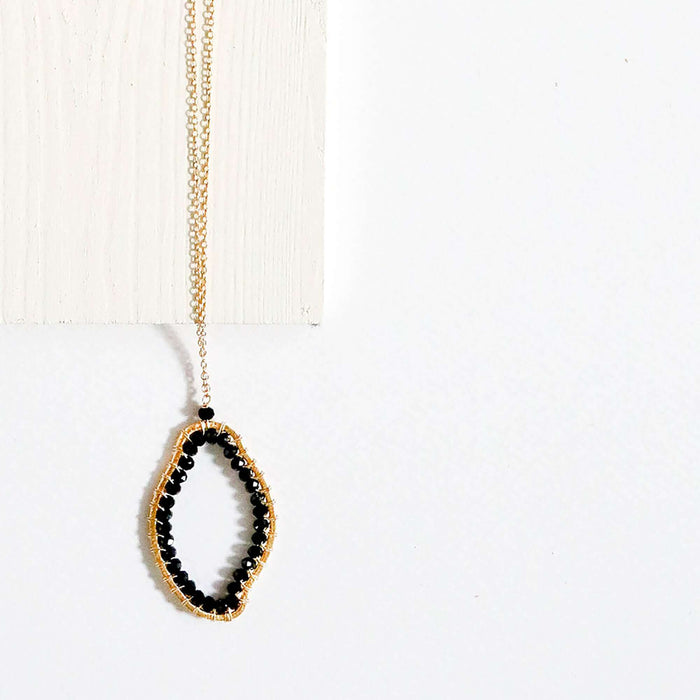 Black Spinel Freestyle Pendant Necklace