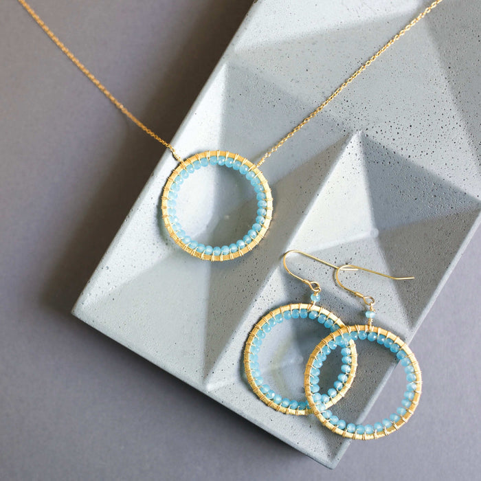 Blue Chalcedony Halo Necklace