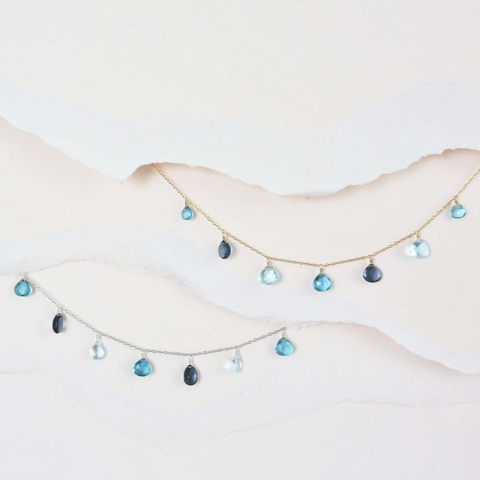 Blue Gemstone Silver Sparkler Necklace