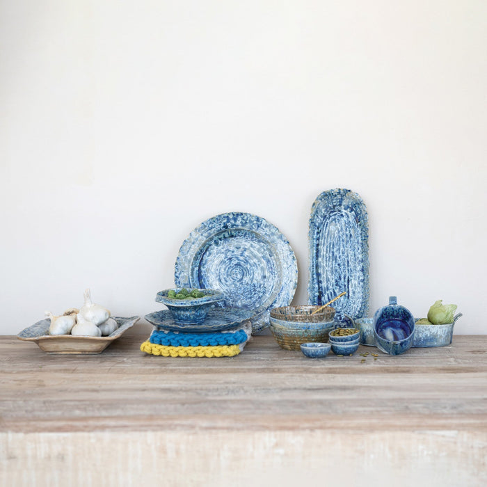 Blue Reactive Glaze Ceramic Condiment Bowl 2"