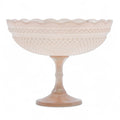 Blush Pressed Glass Scalloped Footed Bowl