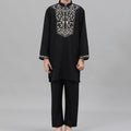 Boys Black Embroidered Tunic & Pants Set (MKB021)
