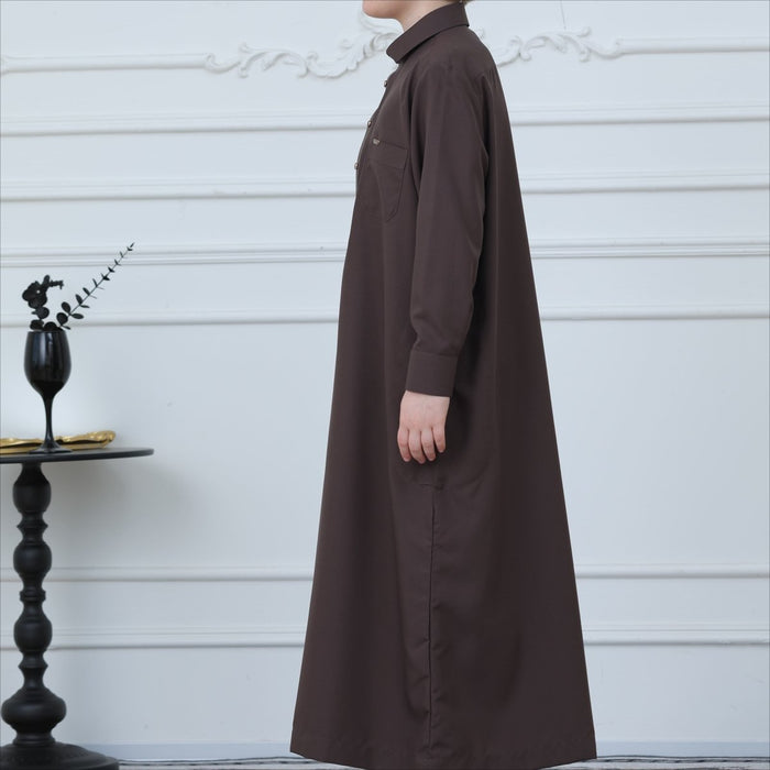 Boys' Classic Thobe with Collar & Pockets(MKB024)