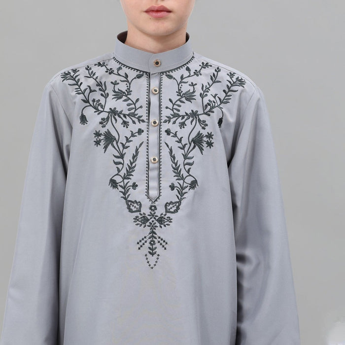 Boys' Embroidered Thobe Set with Pants(MKB034)