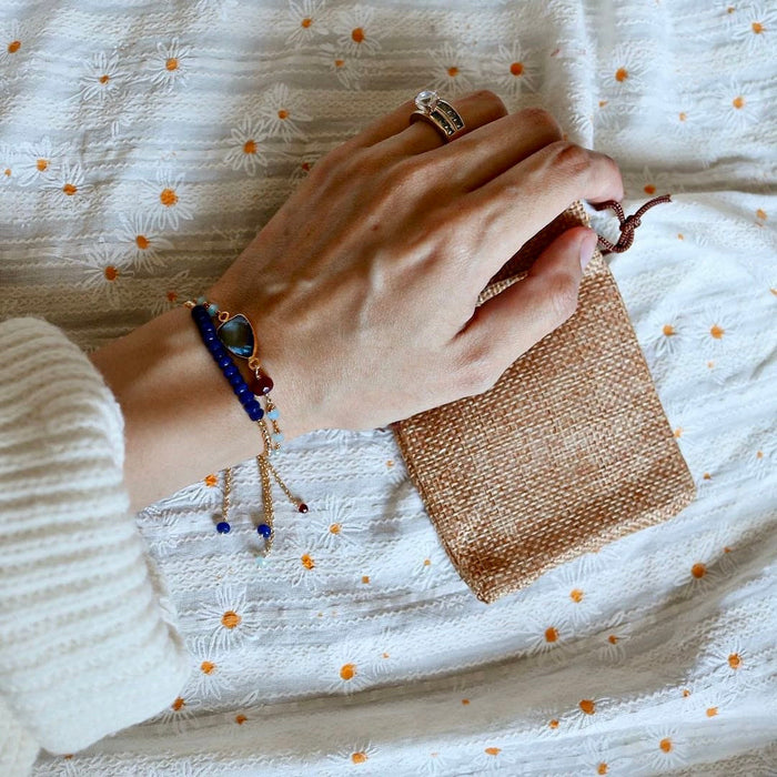 Bracelet Set: London Blue Quartz and Lapis Lazuli