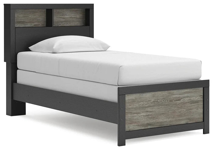 Black/Gray / Twin / Bookcase Bed