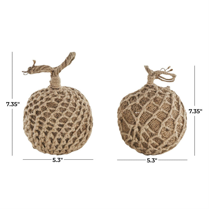 Brown Cement Stone Knot Handmade Woven Layered Orb Decorative Sculpture