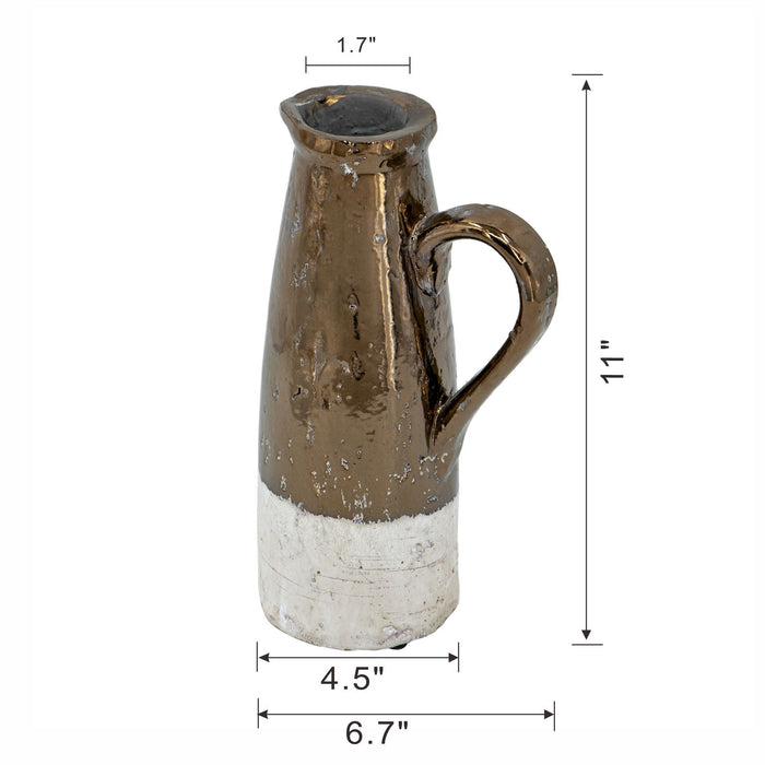 Candia Artisan Terracotta Pitcher Vase – Brown Ceramic | 2 Sizes