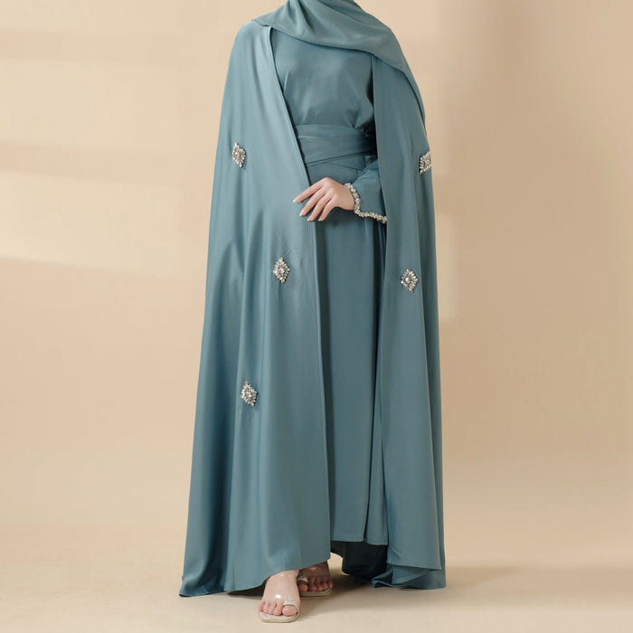Cape Abaya, Haute Couture Heavy Rhinestone Abaya (MOA067)