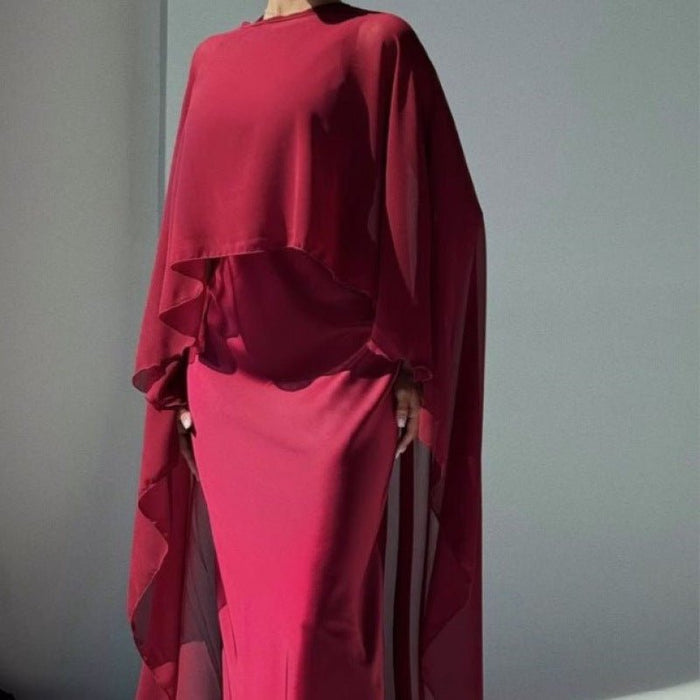 Cape Overlay Abaya Dress(MS320)