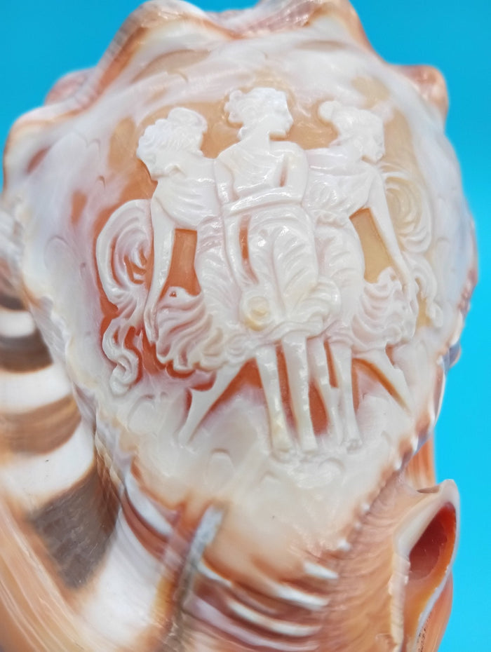 Carved Cameo Helmet Shell – Three Graces by Scognamiglio – 5"