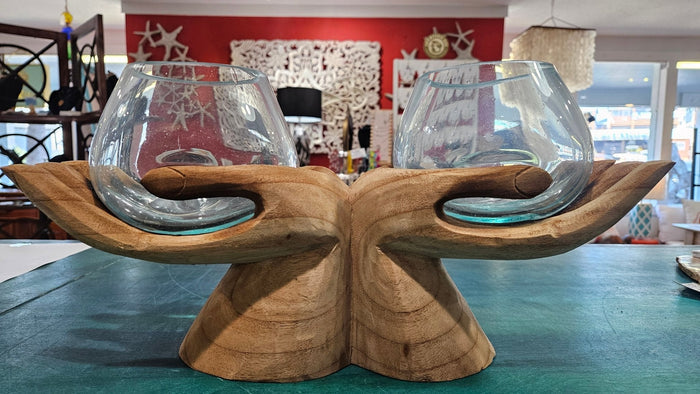 Double Globe Hands Facing Outward