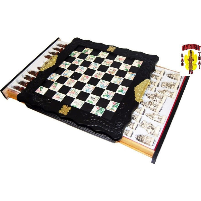 Cast Resin Chess Pieces with Folding Chess Board