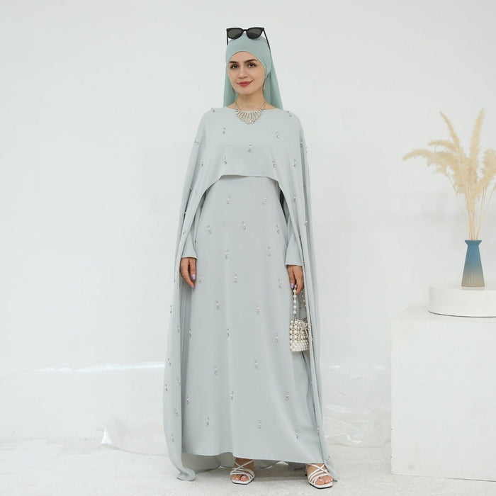 Celestial Beaded Luxury Muslim Abaya Set | Modest Dresses with Beading Detailing (MA266)