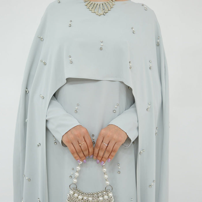 Celestial Beaded Luxury Muslim Abaya Set | Modest Dresses with Beading Detailing (MA266)
