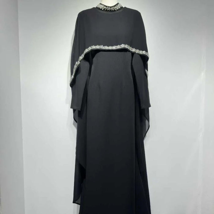Celestial Rhinestone Cape Abaya | Luxury 2-Piece Set(MA344)