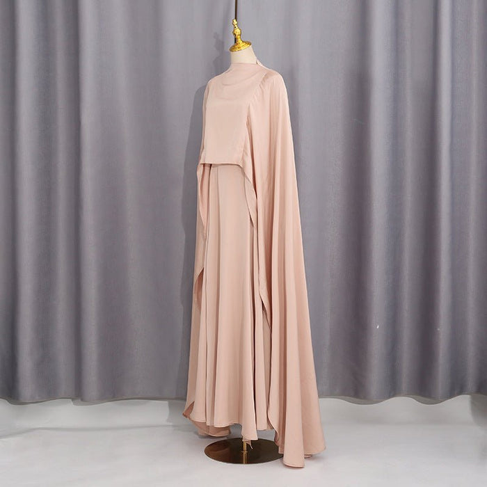 Champagne Satin Cape & Skirt Set(MS314)