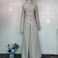 Chinese Frog Button Stand Collar Top & Wide-Leg Maxi Skirt Co-ord Set(MS483)