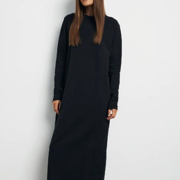 Classic Pullover Maxi Dress | Round Neck Long Sleeve Solid Color Dress(MA317)
