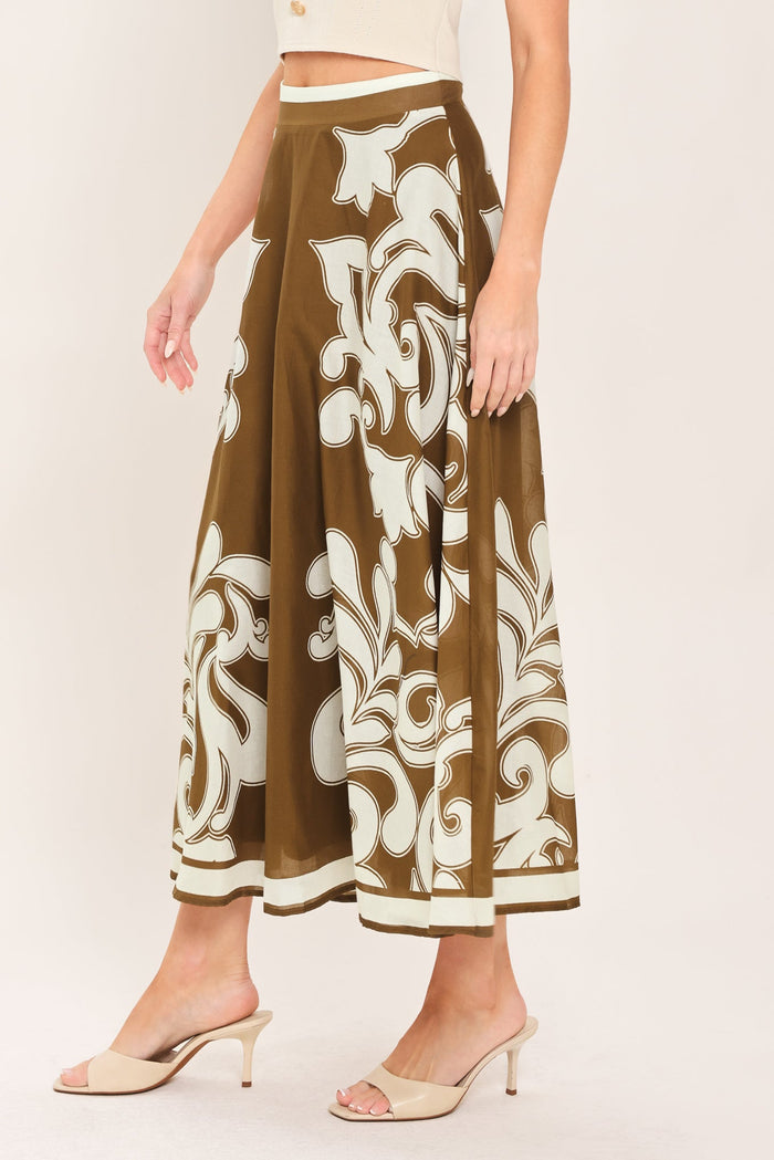 COFFEE CREAM BORDER CIRCLE SKIRT