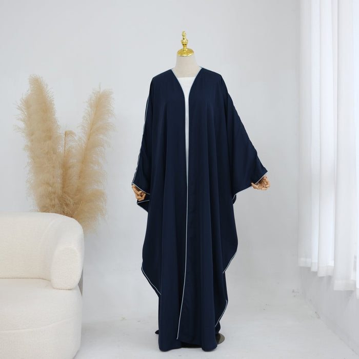 Contrast Piped Batwing Open Abaya(MOA325)