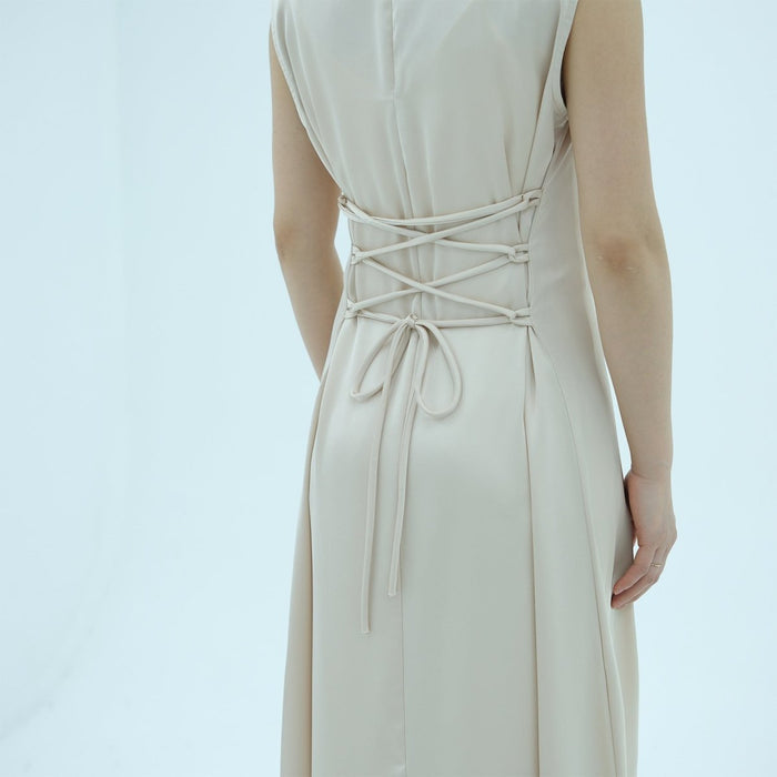 Corset-Back Lace-Up Sleeveless Maxi Dress(MS472)
