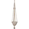 Cotton Macrame Plant Hanger with Wood Beads & Tassel