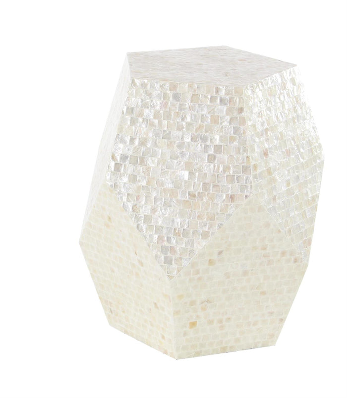 Cream Mother of Pearl Shell Handmade Side End Accent Table